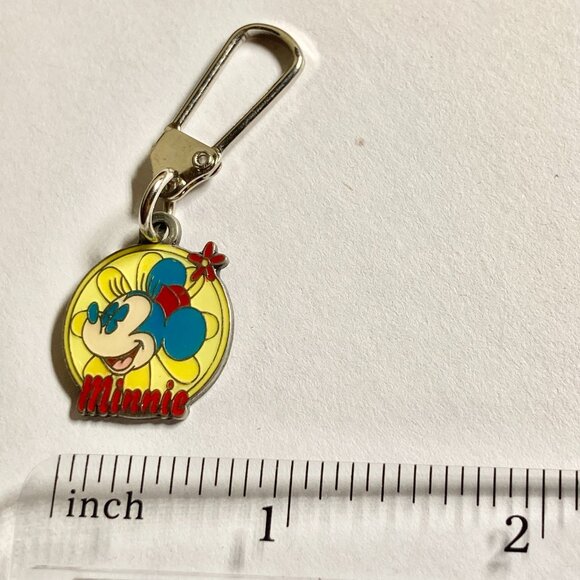 Vintage Minnie Mouse Locking Zipper Pull Enamel Charm Bag Purse Charm Signed - Picture 4 of 6